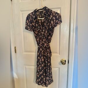 Navy blue dress by ch established 1962. with pink dogwood flowers